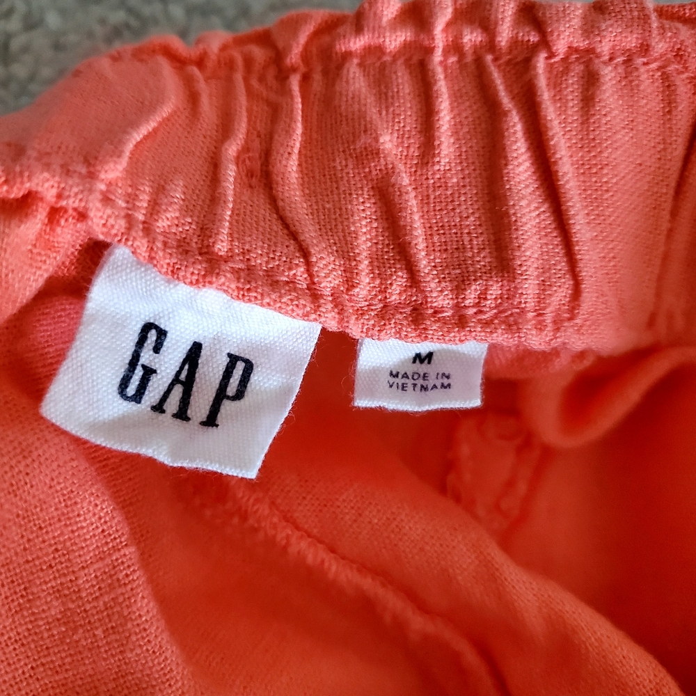 Gap Coral Shorts Lenin Blend 4 Pocket Summer Beachy  Comfy Breathable - Picture 3 of 6